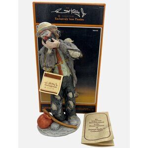 Emmett Kelly Jr The Toothache 9845 Flambro Clown Figurine Box COA 10" Signature